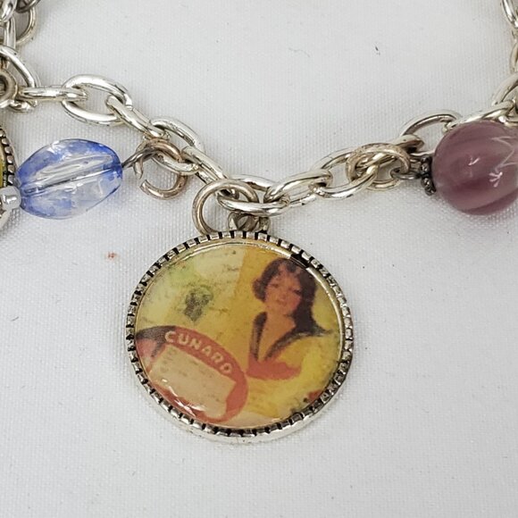 Vintage AAI Signed Dangle Silver Tone World Landmarks Bracelet - Picture 4 of 7